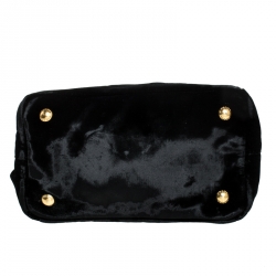 Pre Owned Prada Black Velvet Chain Mini Canapa Tote