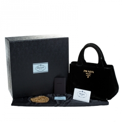Pre Owned Prada Black Velvet Chain Mini Canapa Tote