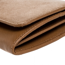 Pre Owned Prada Brown Saffiano Leather Flap Continental Wallet