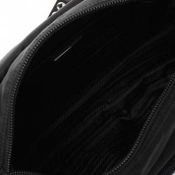 Prada Black New Vela Nylon Studded Messenger Bag