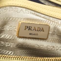 Pre Owned Prada Yellow Saffiano Lux Leather Small Promenade Satchel
