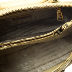 Pre Owned Prada Yellow Saffiano Lux Leather Small Promenade Satchel