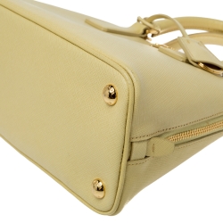 Pre Owned Prada Yellow Saffiano Lux Leather Small Promenade Satchel