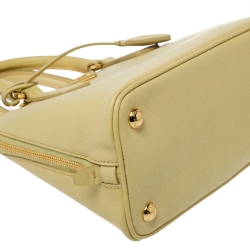 Pre Owned Prada Yellow Saffiano Lux Leather Small Promenade Satchel