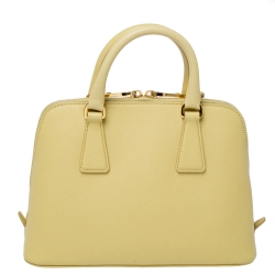 Pre Owned Prada Yellow Saffiano Lux Leather Small Promenade Satchel