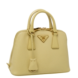 Pre Owned Prada Yellow Saffiano Lux Leather Small Promenade Satchel