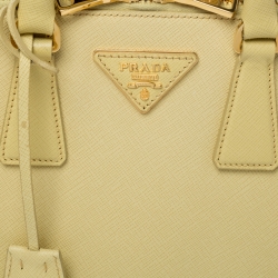 Pre Owned Prada Yellow Saffiano Lux Leather Small Promenade Satchel