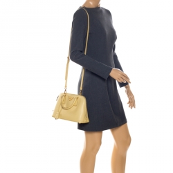 Pre Owned Prada Yellow Saffiano Lux Leather Small Promenade Satchel