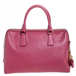 Pre Owned Prada Old Rose Saffiano Lux Leather Bowler Bag