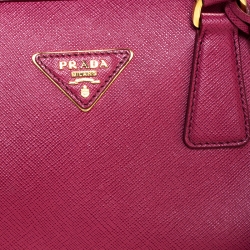 Pre Owned Prada Old Rose Saffiano Lux Leather Bowler Bag