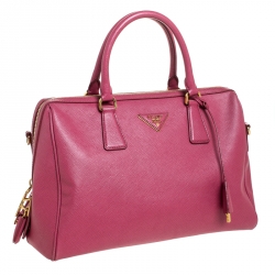 Pre Owned Prada Old Rose Saffiano Lux Leather Bowler Bag