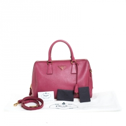 Pre Owned Prada Old Rose Saffiano Lux Leather Bowler Bag