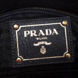 Pre Owned Prada Nero Vitello Daino Leather Convertible Satchel