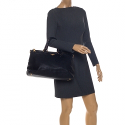 Pre Owned Prada Nero Vitello Daino Leather Convertible Satchel