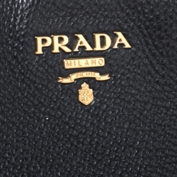 Pre Owned Prada Black Vitello Danio Leather Side Pocket Shoulder Bag