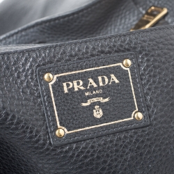 Pre Owned Prada Black Vitello Danio Leather Side Pocket Shoulder Bag