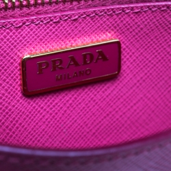 Pre Owned Prada Hot Pink Saffiano Leather Clutch Shouder Bag