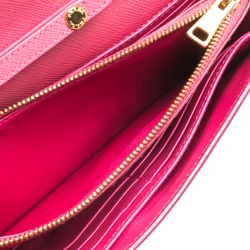 Pre Owned Prada Hot Pink Saffiano Leather Clutch Shouder Bag