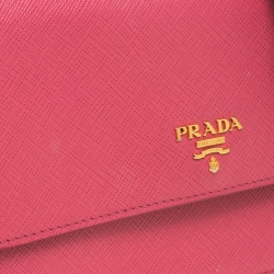 Pre Owned Prada Hot Pink Saffiano Leather Clutch Shouder Bag