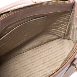 Pre Owned Prada Beige Saffiano Lux Leather Small Double Zip Tote