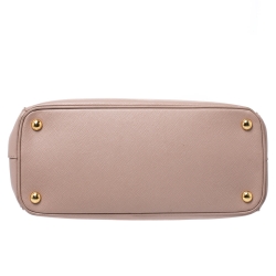 Pre Owned Prada Beige Saffiano Lux Leather Small Double Zip Tote
