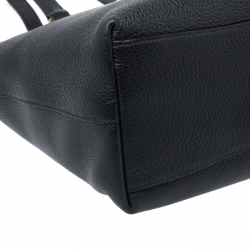 Pre Owned Prada Black Vitello Daino Leather Logo Embossed Tote