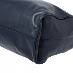 Pre Owned Prada Navy Blue Soft Leather Chain Tote