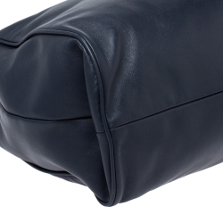 Pre Owned Prada Navy Blue Soft Leather Chain Tote