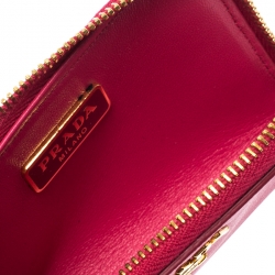 Prada Magenta Saffiano Leather Zip Key Pouch