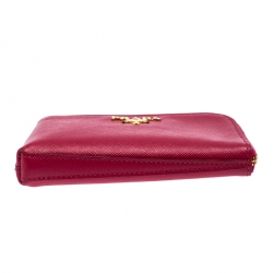 Prada Magenta Saffiano Leather Zip Key Pouch