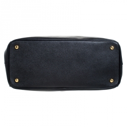 Pre Owned Prada Black Saffiano Leather Executive Double Zip Tote