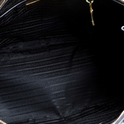 Pre Owned Prada Black Saffiano Leather Executive Double Zip Tote