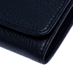 Pre Owned Prada Blue Vitello Daino Leather Continental Wallet