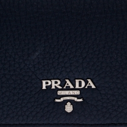 Pre Owned Prada Blue Vitello Daino Leather Continental Wallet