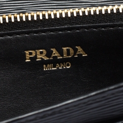 Pre Owned Prada Black Leather Wallet On Strap