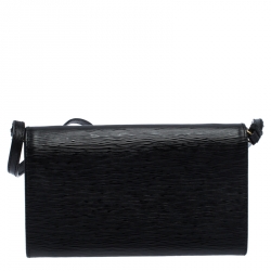 Pre Owned Prada Black Leather Wallet On Strap