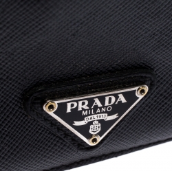 Pre Owned Prada Black Saffiano Leather Card Holder