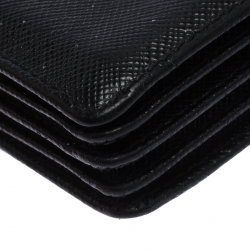 Pre Owned Prada Black Saffiano Leather Card Holder