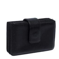 Pre Owned Prada Black Saffiano Leather Card Holder