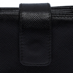 Pre Owned Prada Black Saffiano Leather Card Holder