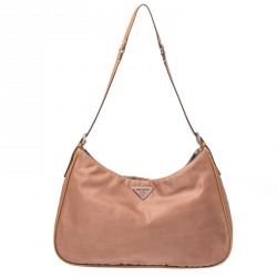 Pre Owned Prada Copper Tessuto Nylon Shoulder Bag