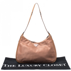 Pre Owned Prada Copper Tessuto Nylon Shoulder Bag