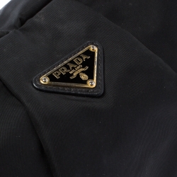 Pre Owned Prada Black Nylon Pleated Shoulder Bag