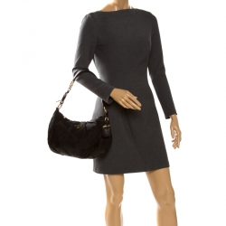 Pre Owned Prada Black Nylon Pleated Shoulder Bag