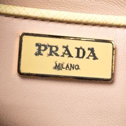 Pre Owned Prada Yellow/Off White Saffiano Lux Leather Medium Promenade Bag