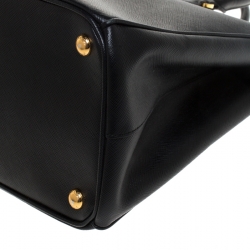 Pre Owned Prada Black Saffiano Lux Leather Medium Galleria Double Zip Tote