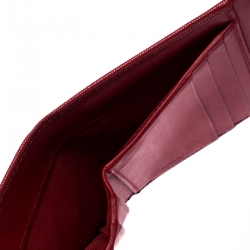Pre Owned Prada Red Leather Trifold Wallet