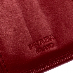 Pre Owned Prada Red Leather Trifold Wallet