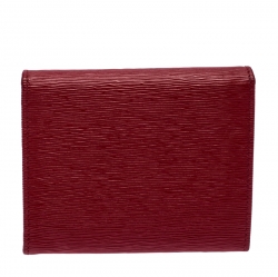 Pre Owned Prada Red Leather Trifold Wallet
