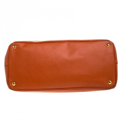 Pre Owned Prada Orange Saffiano Lux Leather Large Gardener's Tote